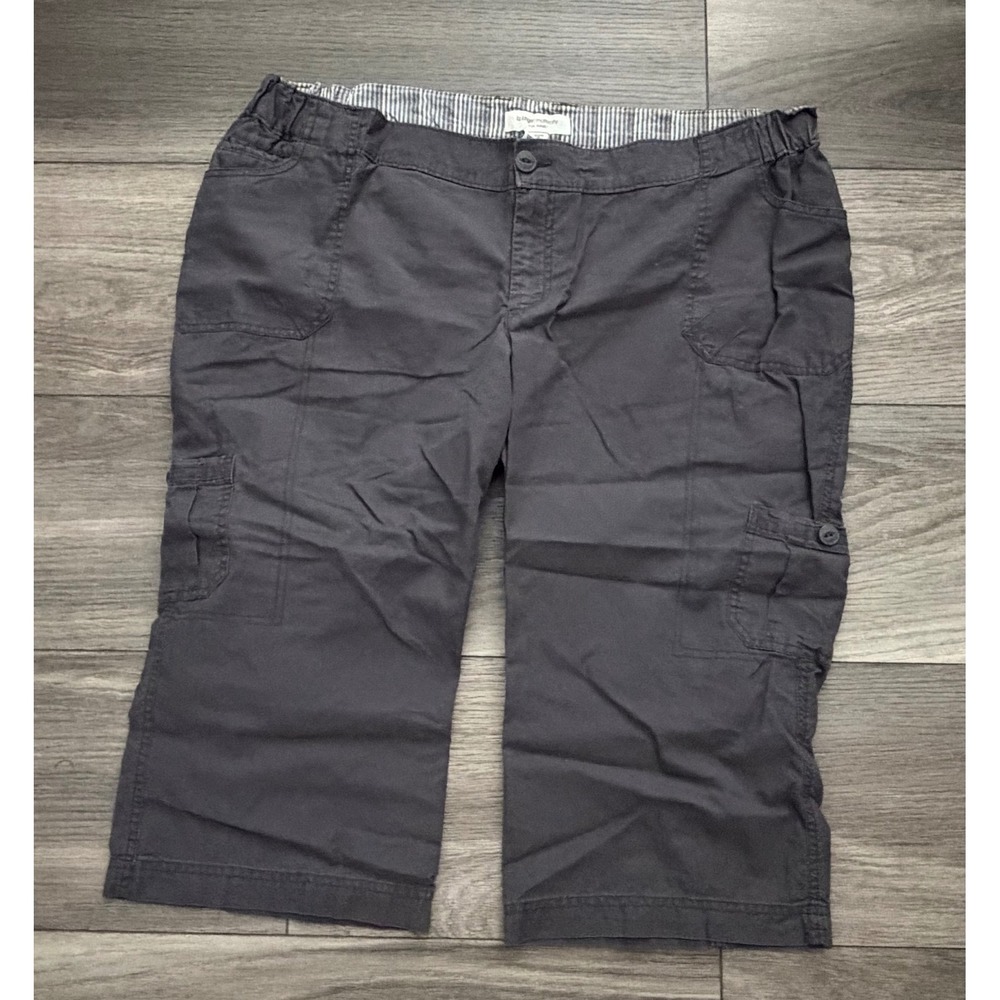 Liz Lange Maternity Target Gray Cotton Cargo Capri Pants Womens Size 18 Cropped